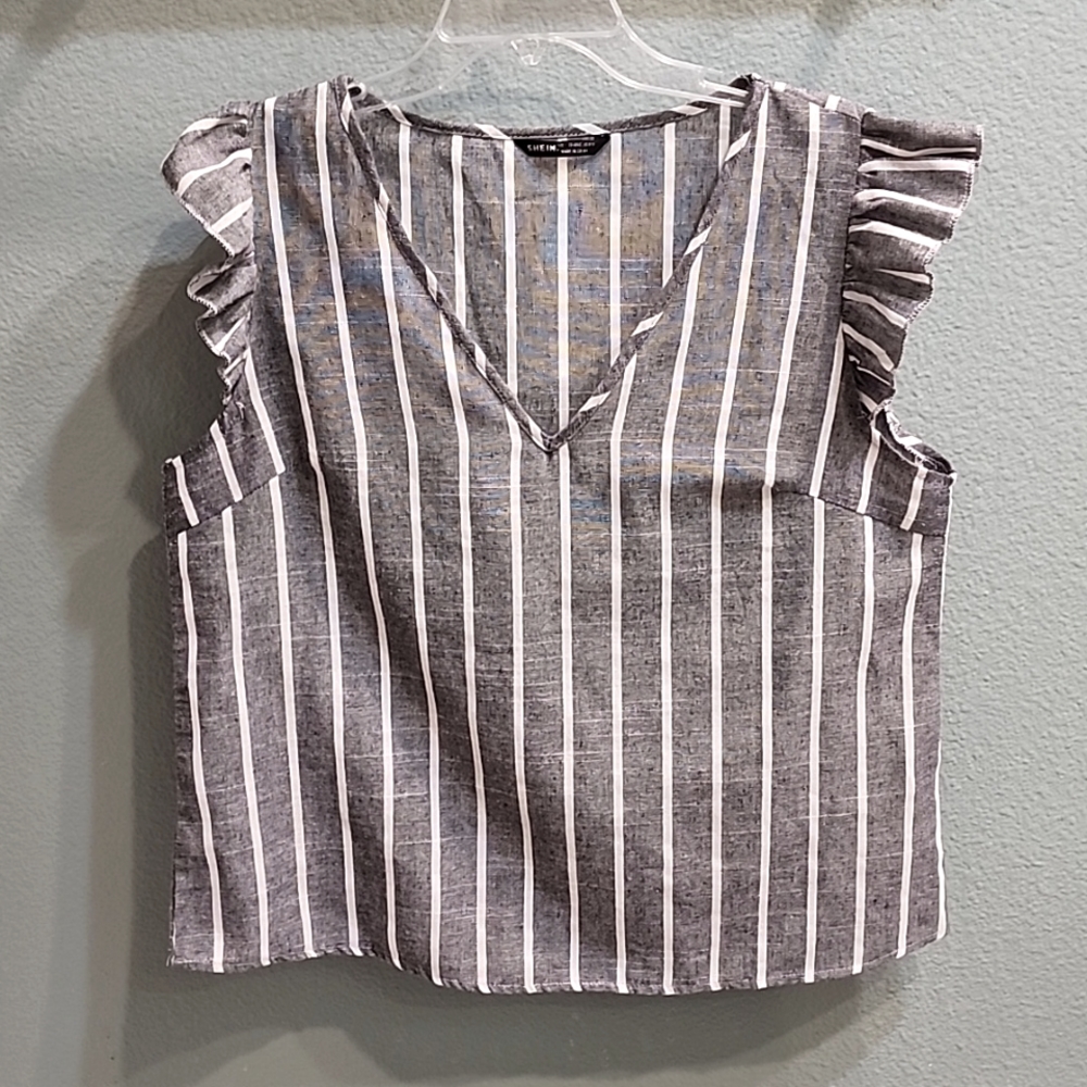 Shein V Neck Blouse Navy Size Large